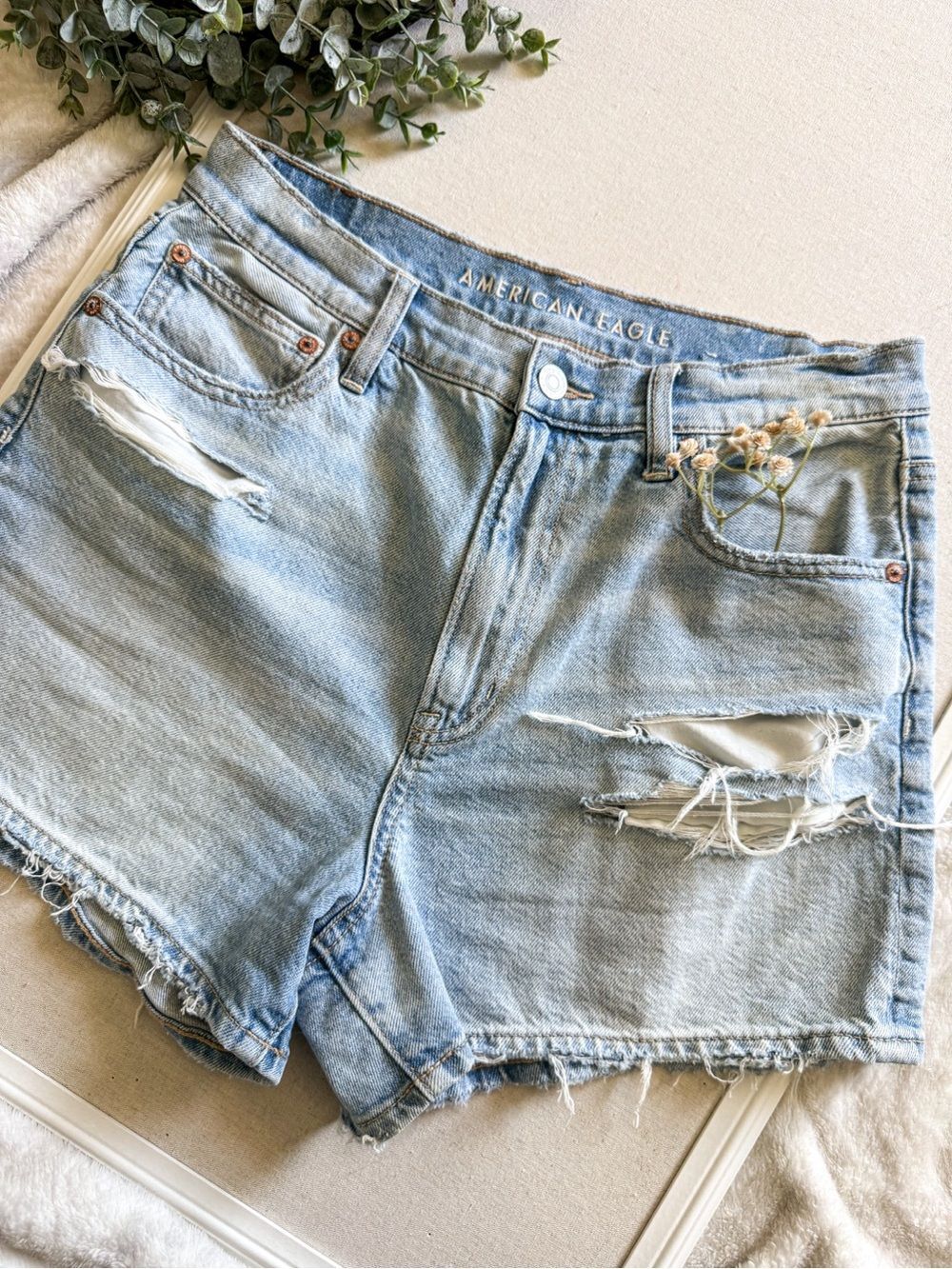 American Eagle Highest Rise 90's Boyfriend Short Light Wash Size 8
